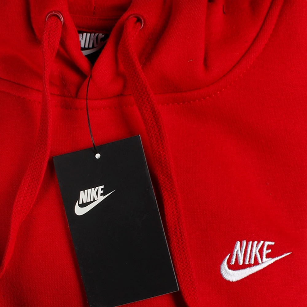 unisex nike fleece pull over hoodie red